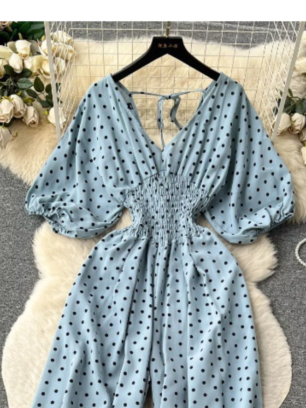 Smocked V-Neck Wide Leg Jumpsuit, image 23