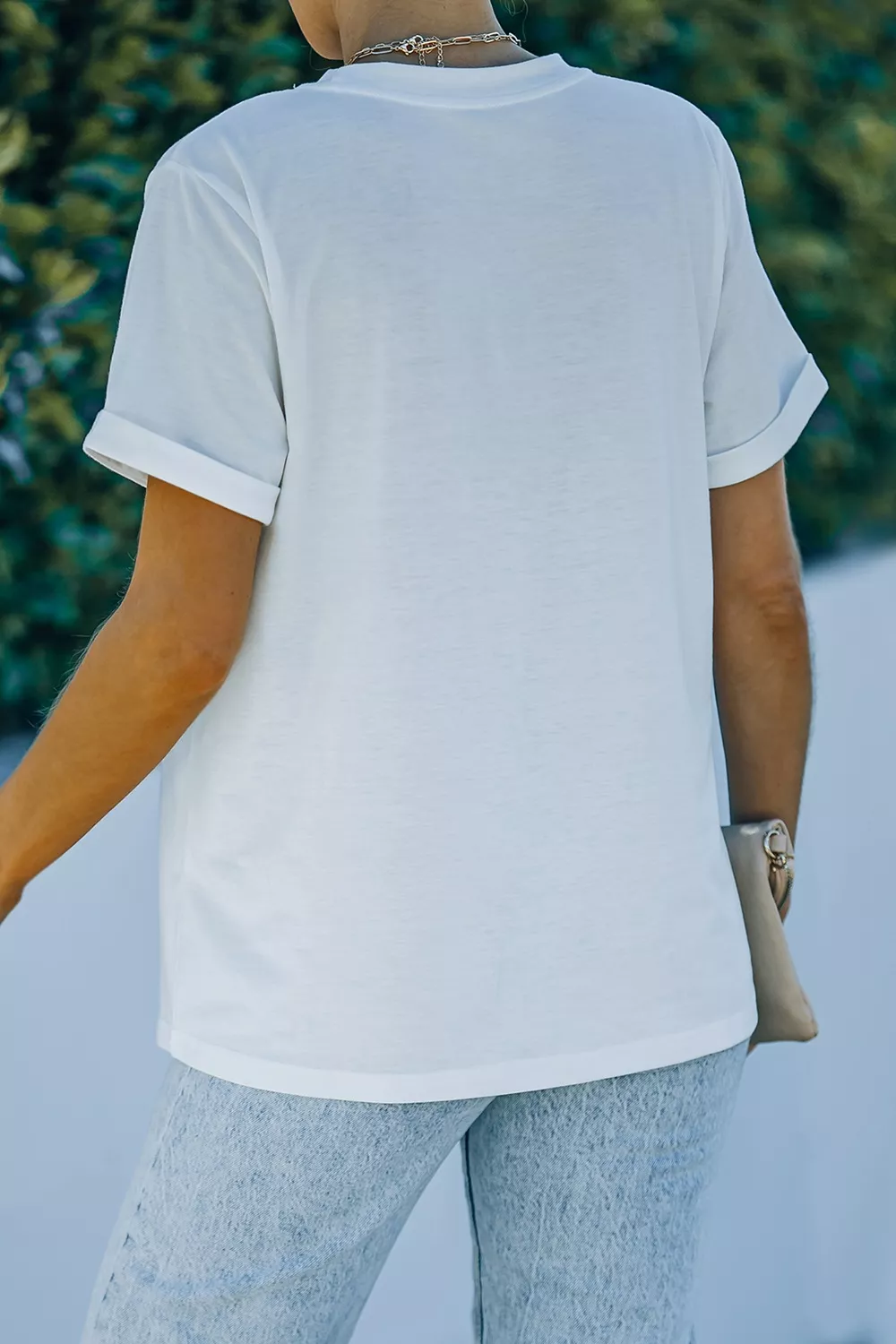 Round Neck Rolled Sleeve T-Shirt, image 5