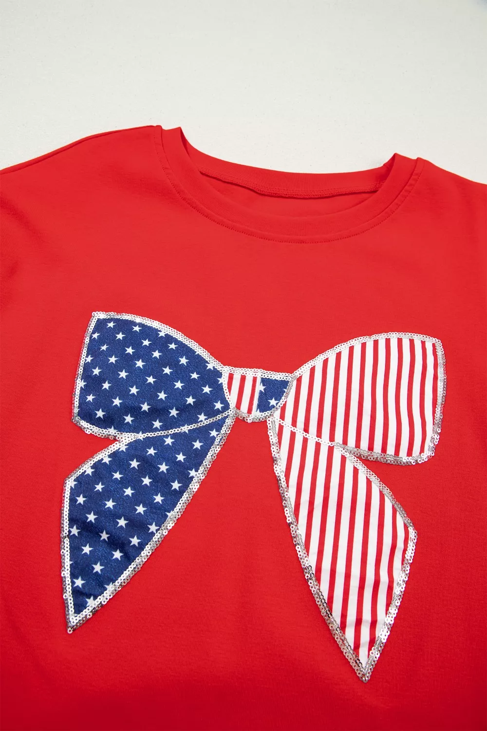 Sequin Trim Stars and Stripes Bow Patched T Shirt Mini Dress, image 8