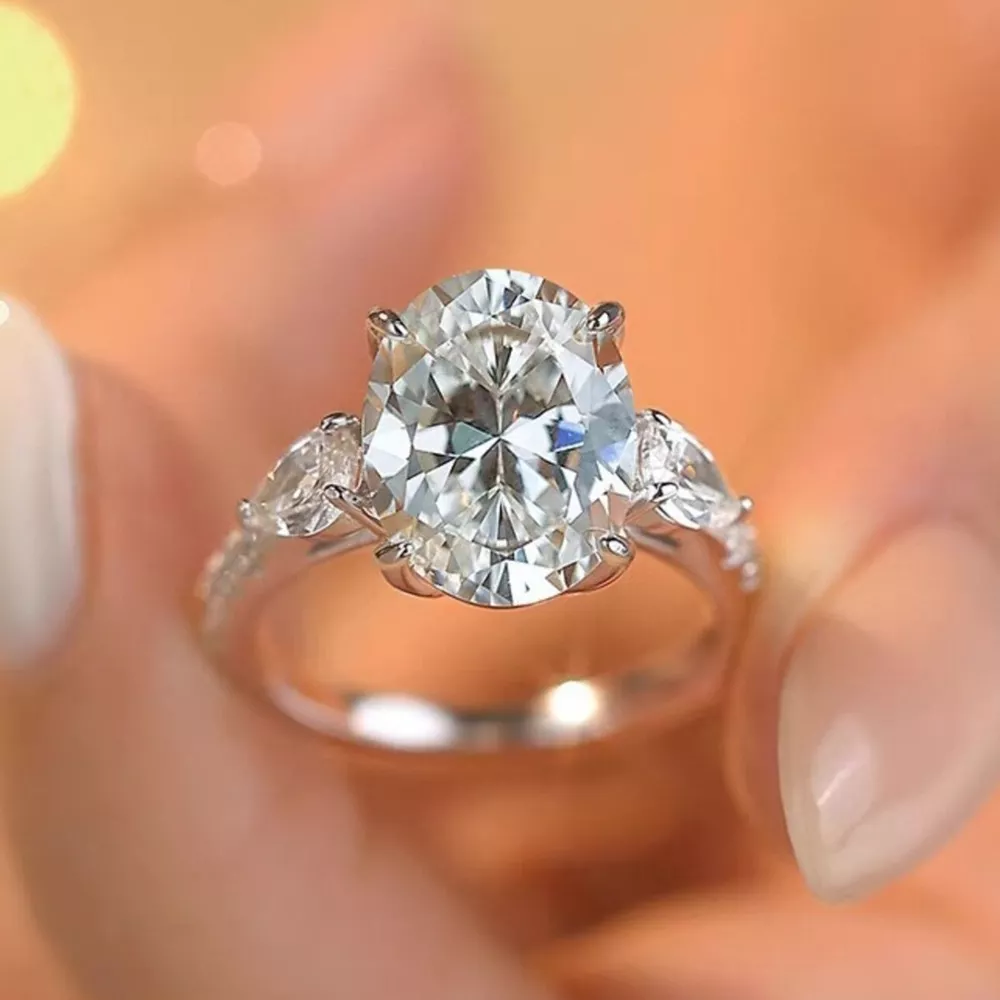 2 Carat 925 Sterling Silver Moissanite Oval Ring, image 7