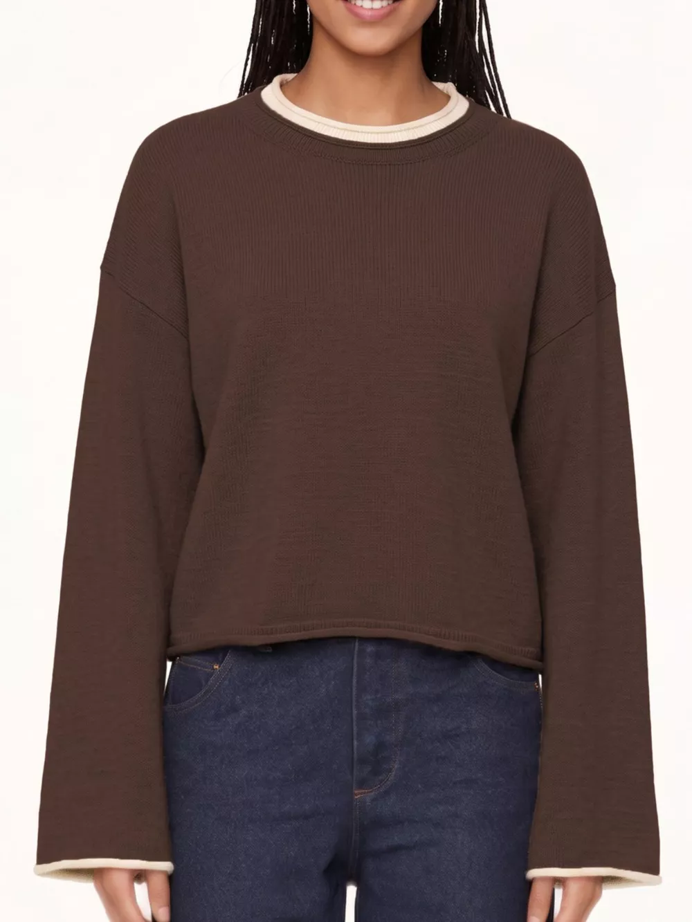 Crew Neck Dropped Shoulder Sweater, image 6
