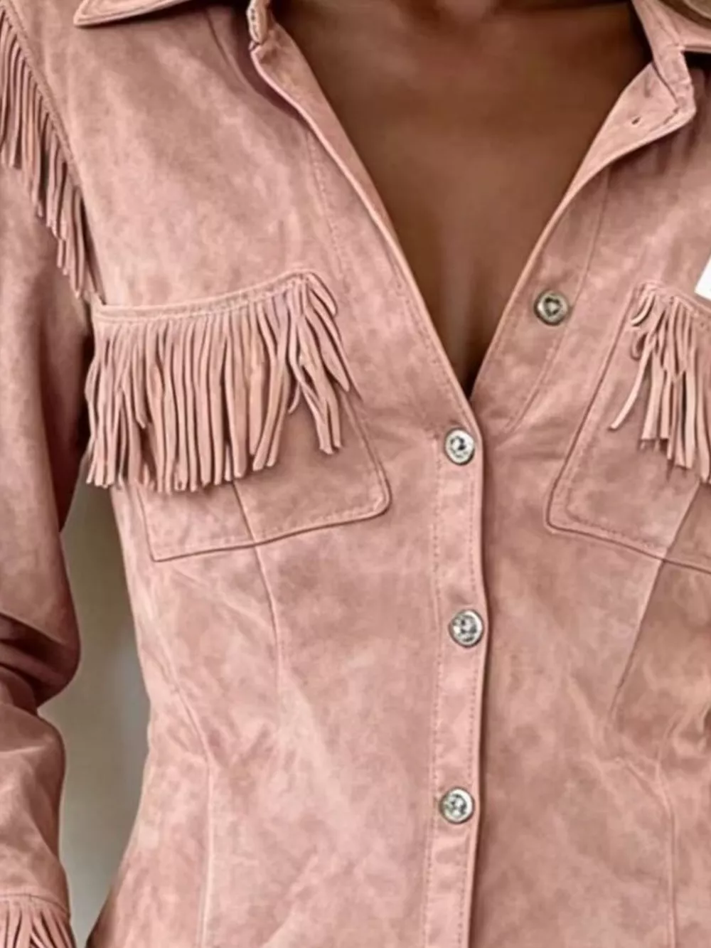 Full Size Fringed Snap Down Jacket Plus Size, image 11