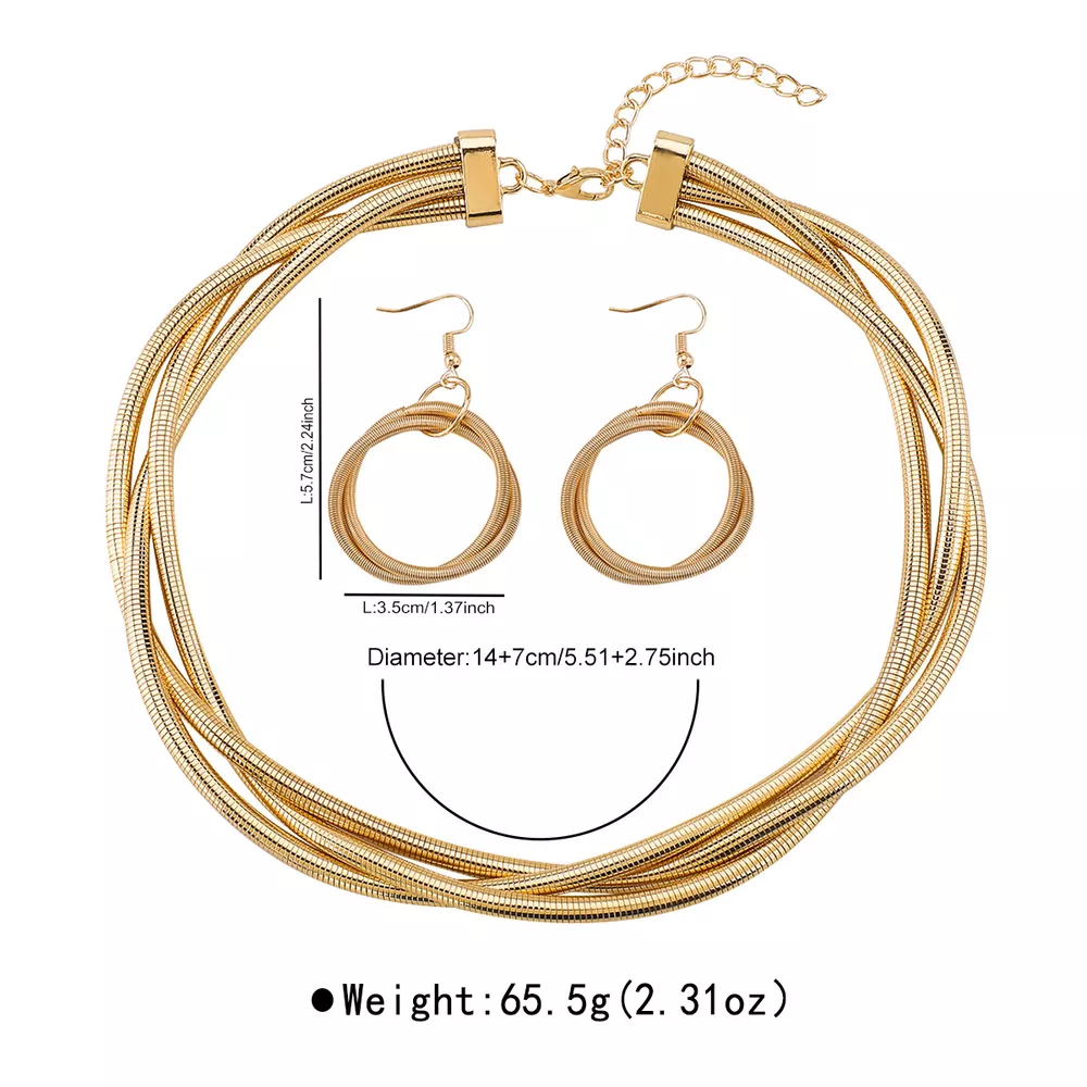 Multi-Layered Earrings and Necklace Jewelry Set, image 7