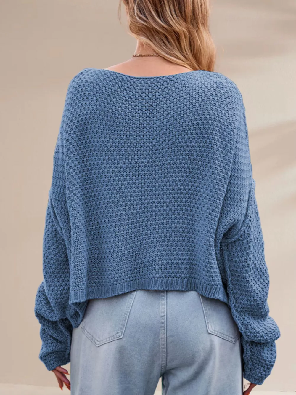 Cable Knit Dropped Shoulder Sweater, image 9