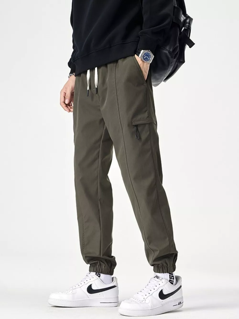 Men's Plus Size Drawstring Wide Leg Joggers, image 11