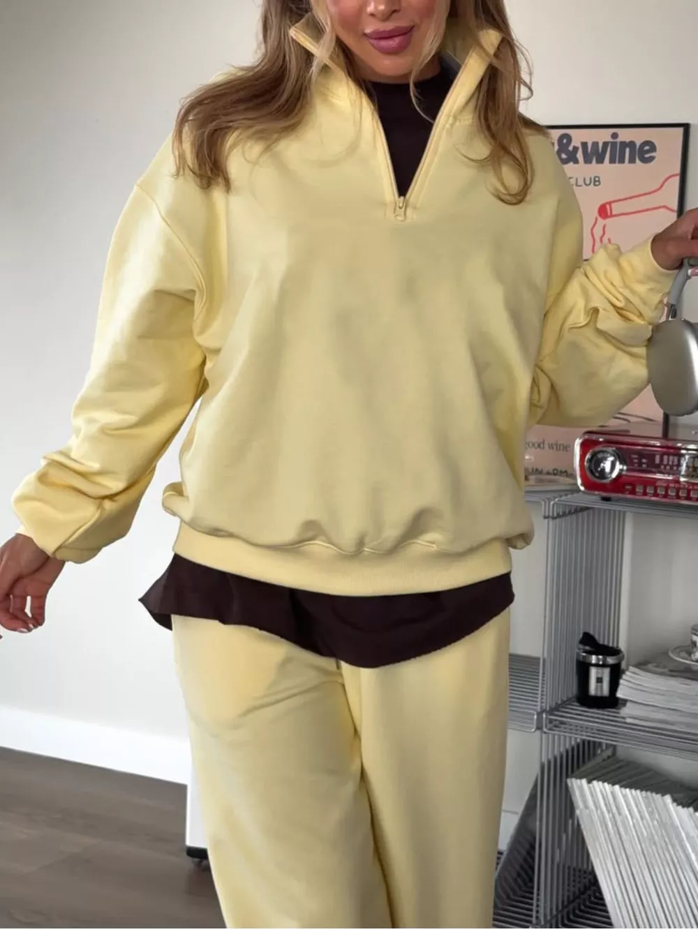 Quarter-Zip Top and Wide-Leg Sweatpants Set, image 5