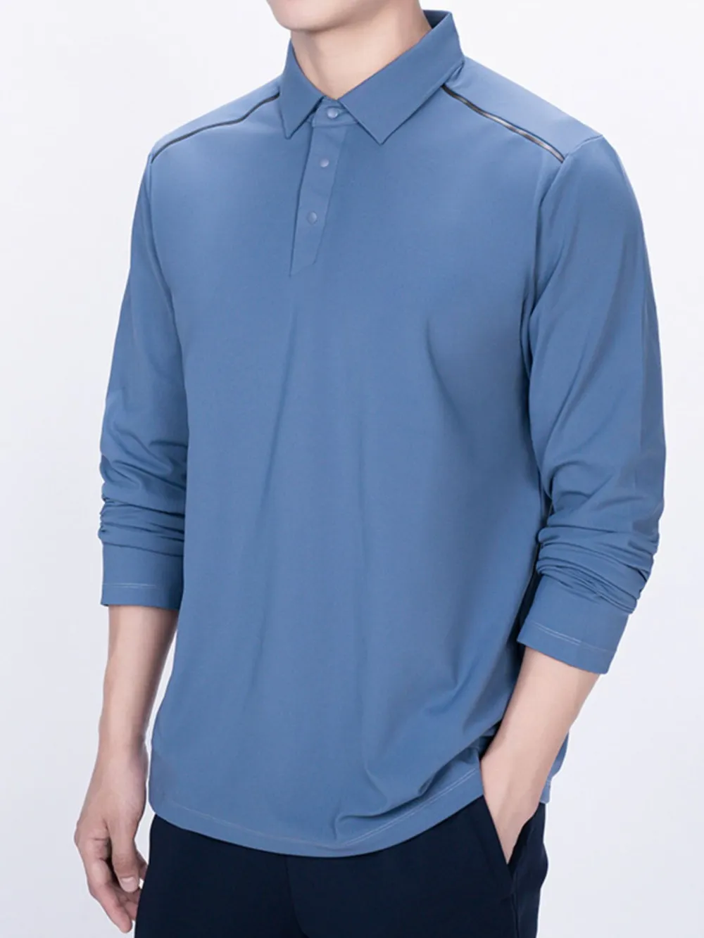 Men's Plus Size Classic Long Sleeve Polo, image 3
