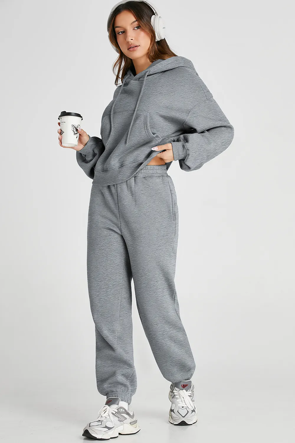 Dropped Shoulder Hooded Top and Pants Active Set, image 3