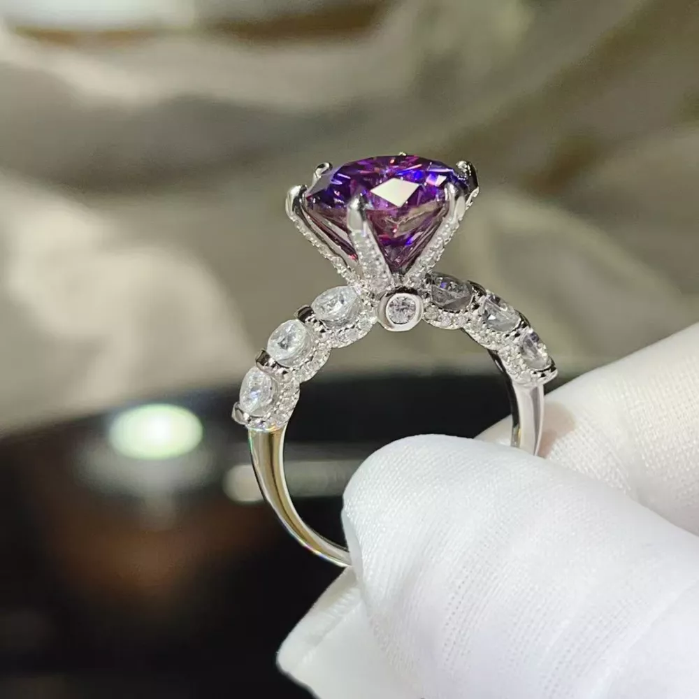 5 Carat Moissanite 6-Prong 925 Sterling Silver Ring, image 3