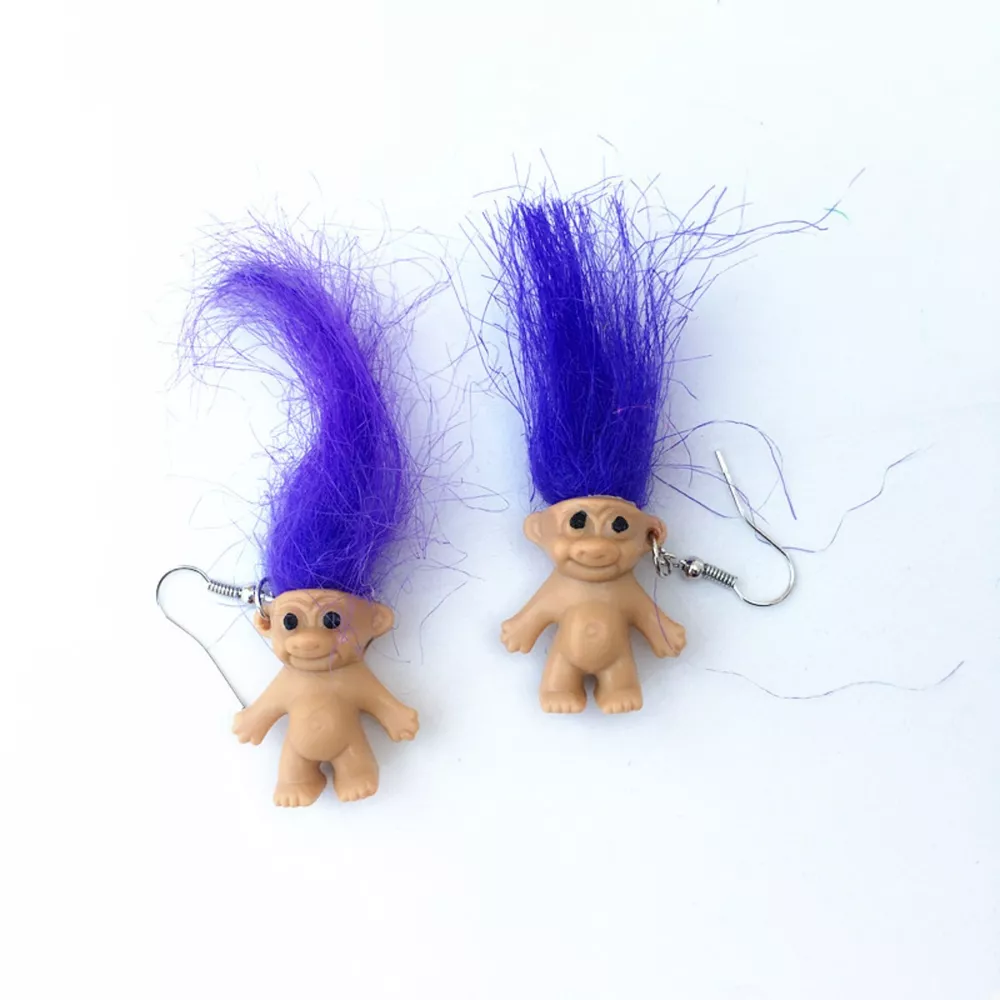 Whimsical Troll Doll Dangle Earrings, image 3