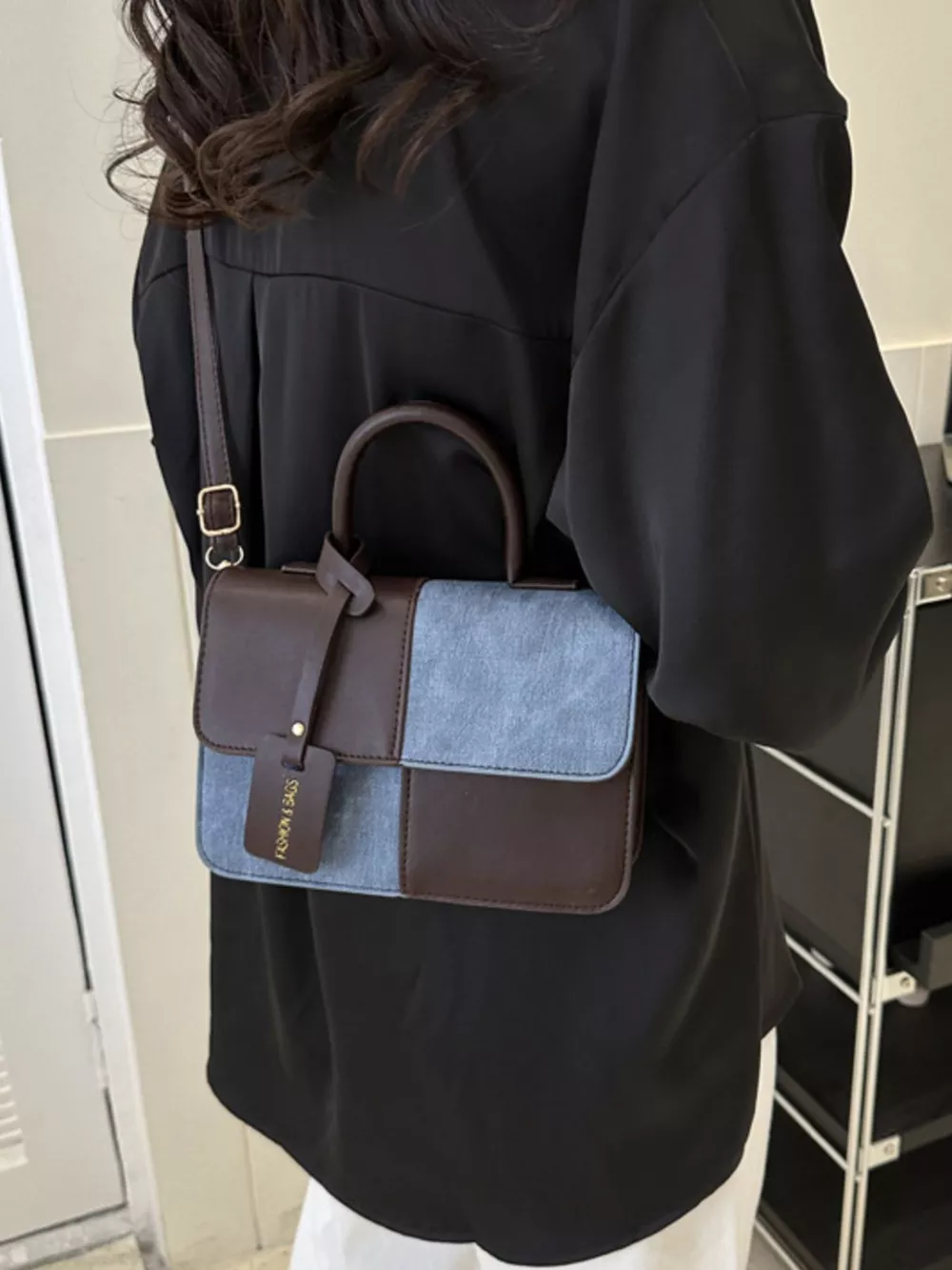 Two-Tone PU Leather Crossbody Bag, image 17