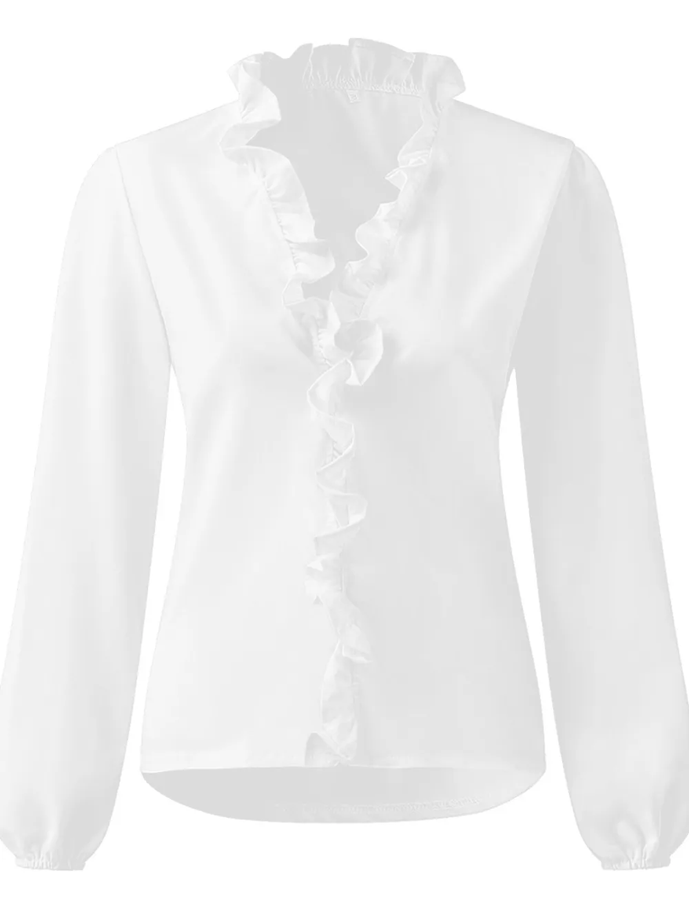 Ruffled V-Neck Long Sleeve Blouse, image 5