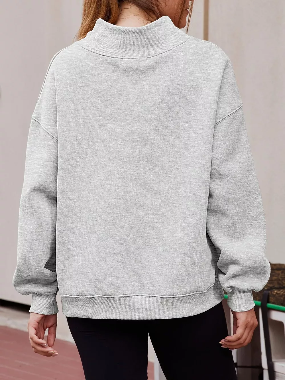 Mock Neck Dropped Shoulder Sweatshirt, image 4
