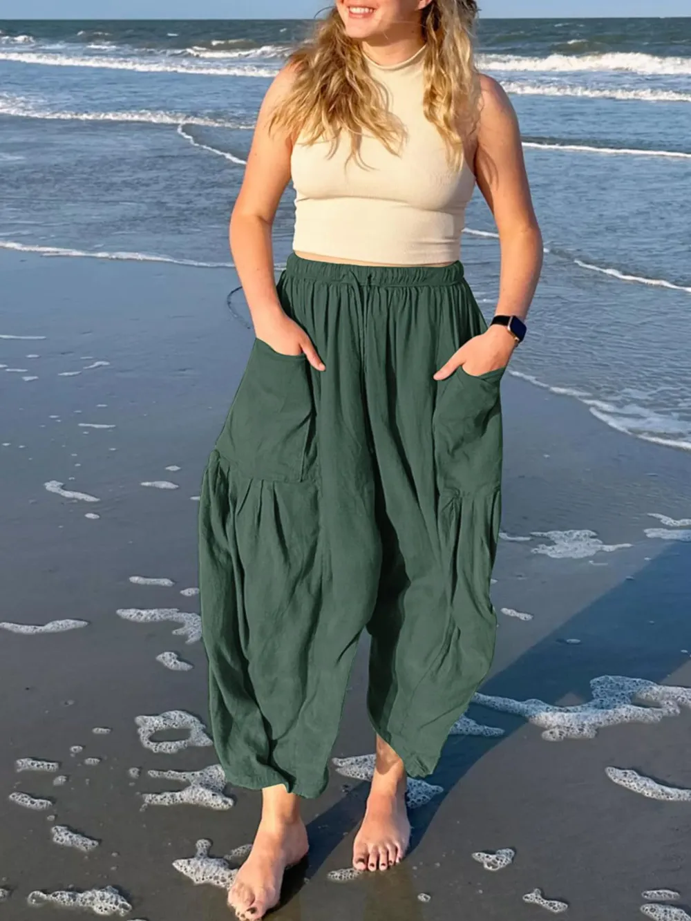 Full Size Drawstring Pants with Pockets Plus Size, image 4