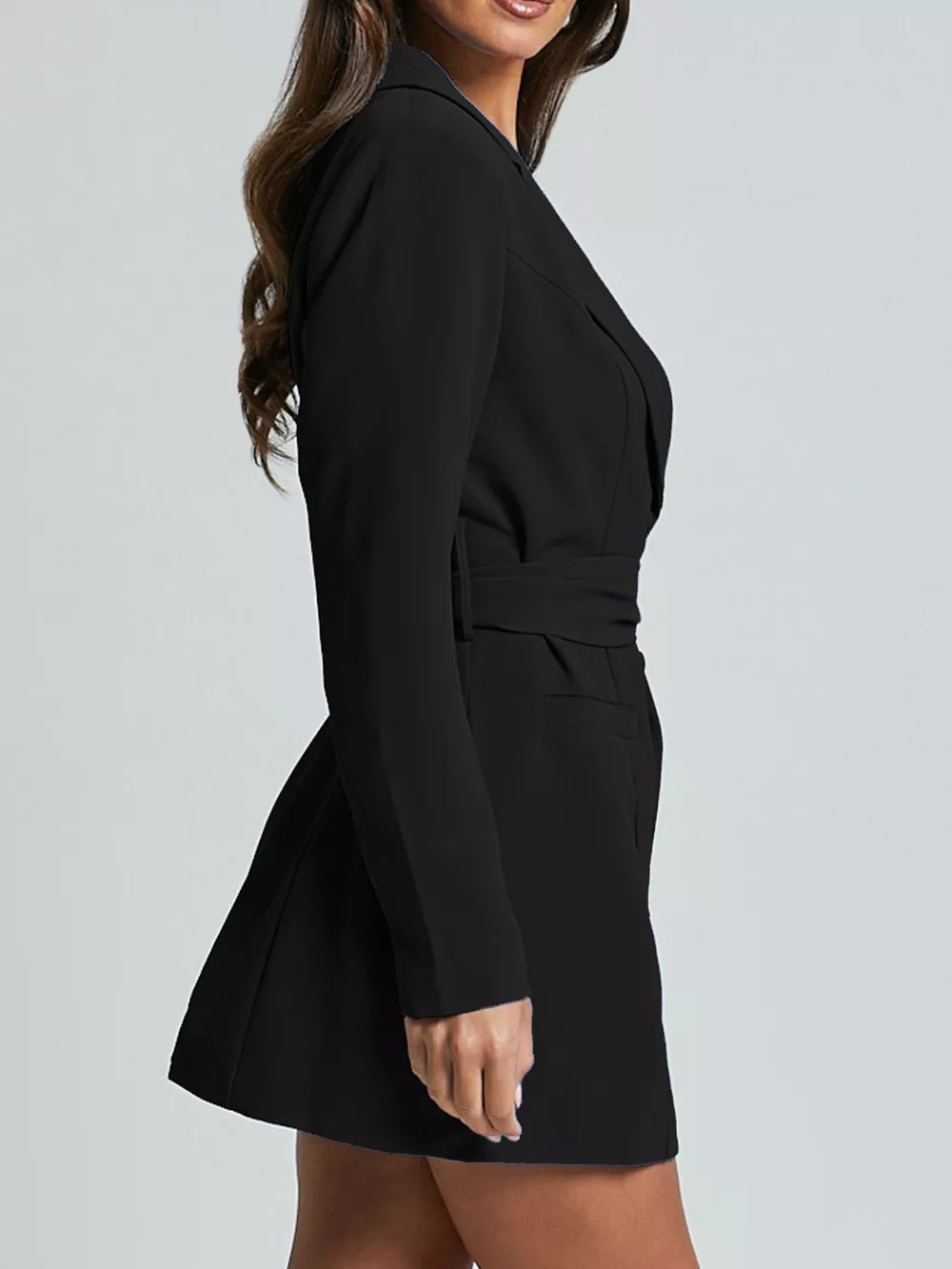 Lapel Collar Tie Waist Blazer, image 5