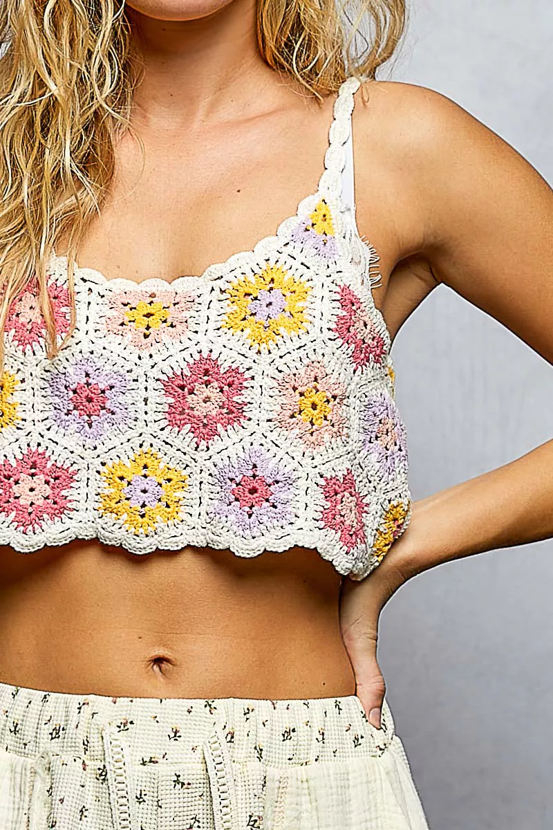 Handmade Granny Pattern Crochet Cami with Scalloped Strap, image 2