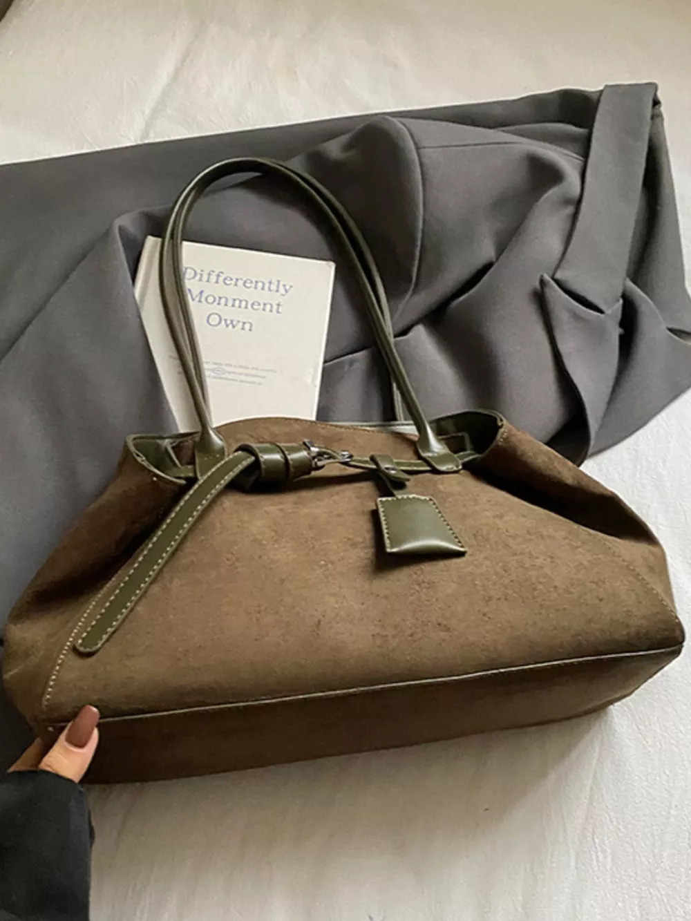 Lightweight Suede Shoulder Bag, image 11