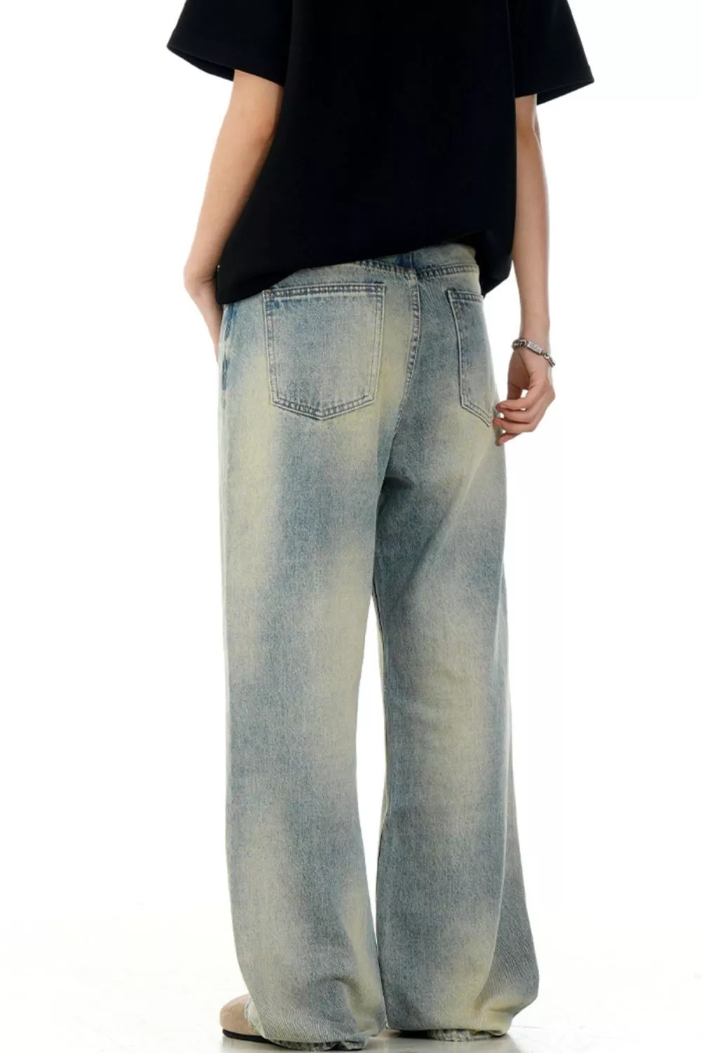 Men's Vintage Wash Wide Leg Jeans, image 3