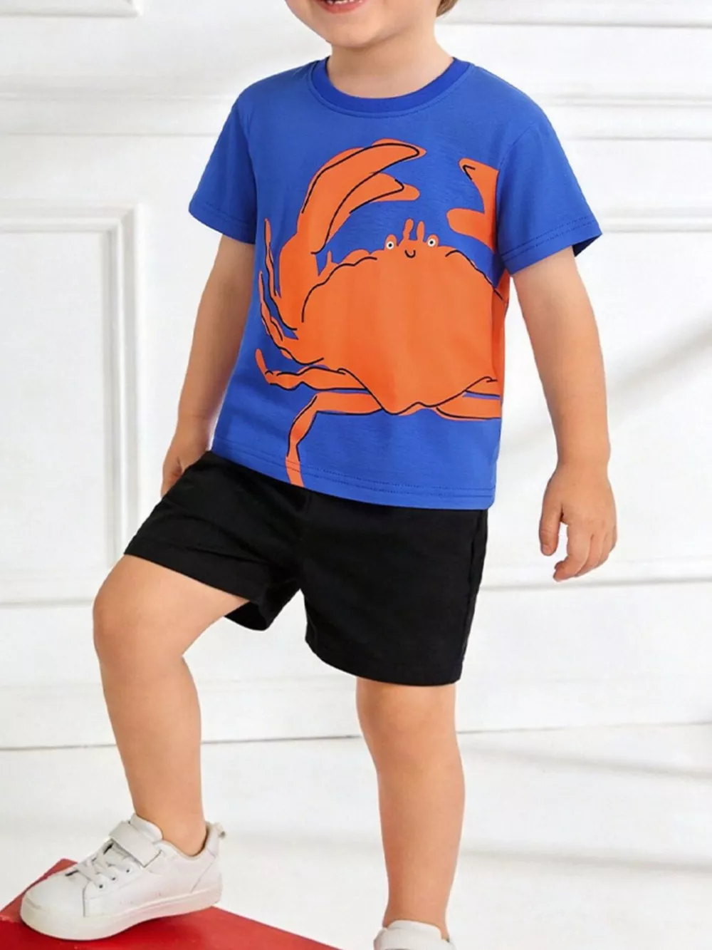 Children' Crab Graphic Crew Neck T-Shirt
