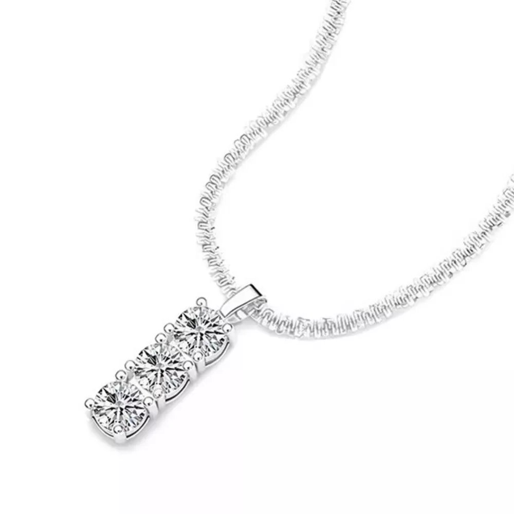 Moissanite 925 Sterling Silver Bar Necklace, image 6