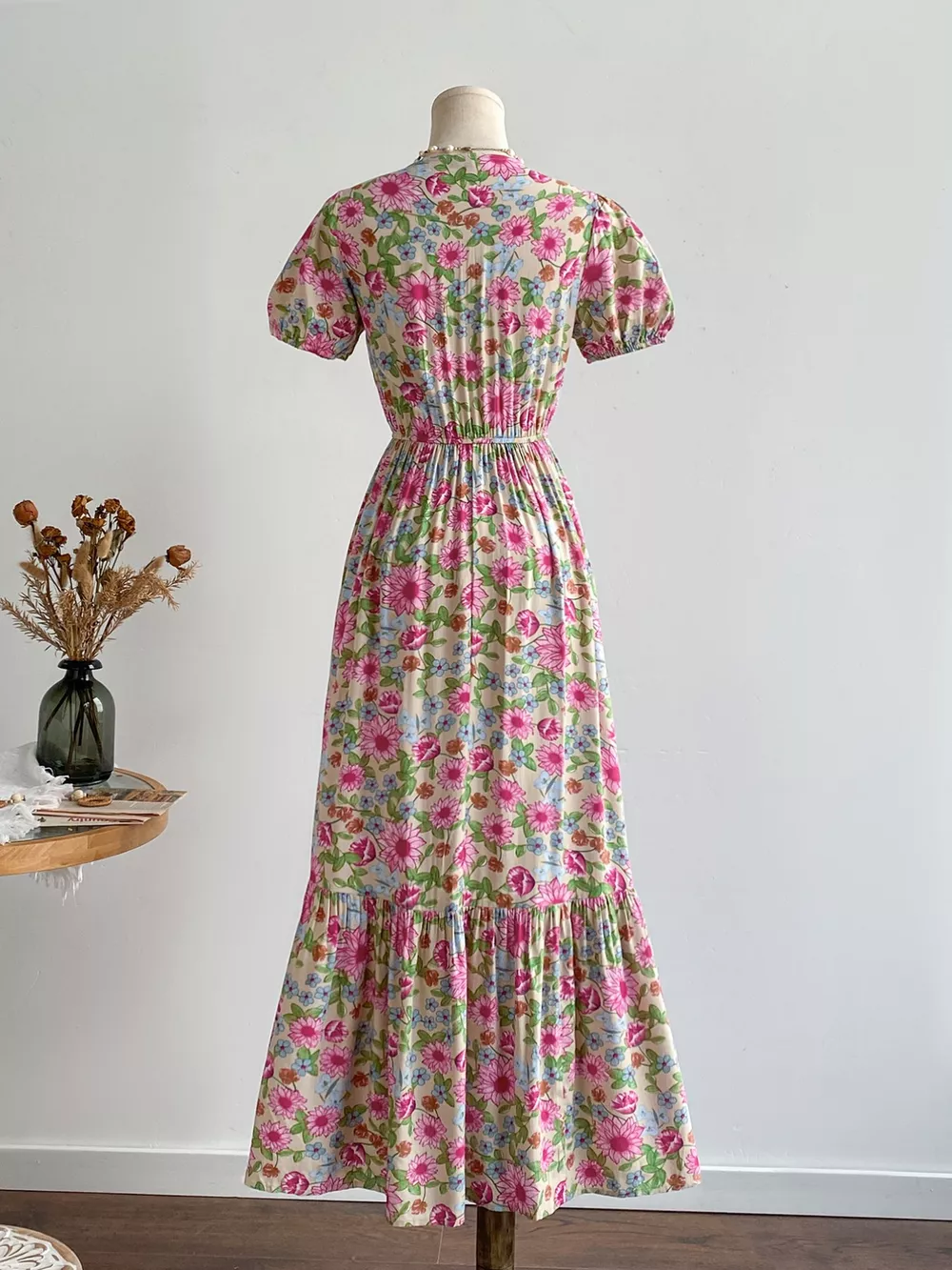 Floral Print V-Neck Puff Sleeve Dress, image 2
