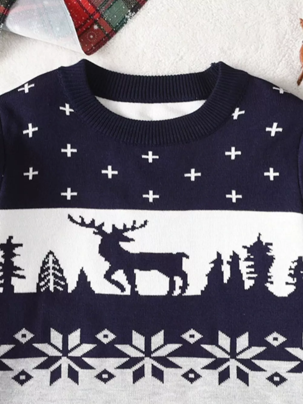 Children's Christmas Reindeer Pattern Knit Sweater, image 3