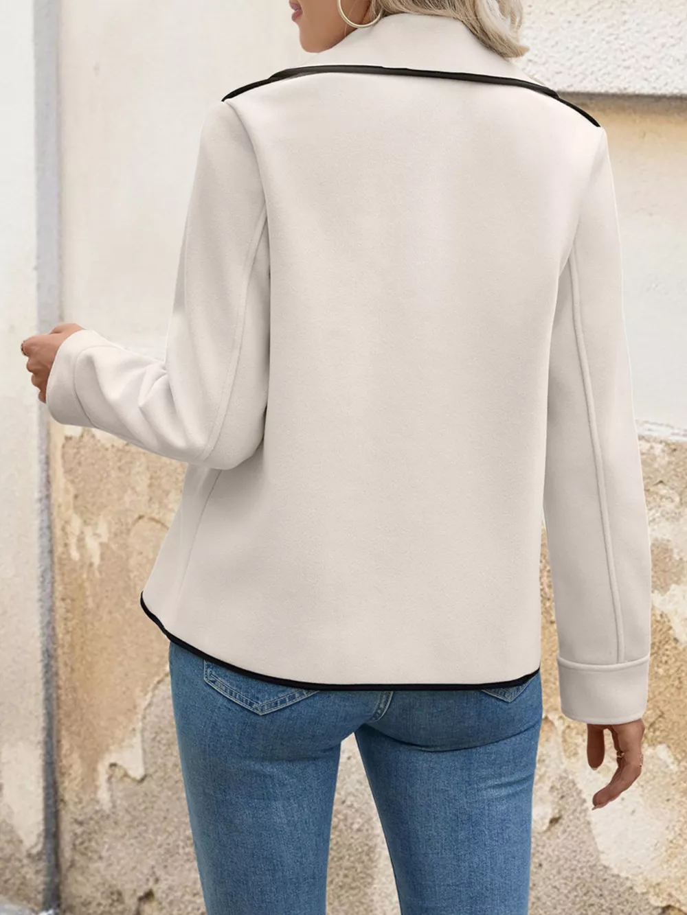 Contrast Trim Double-Breasted Jacket, image 6