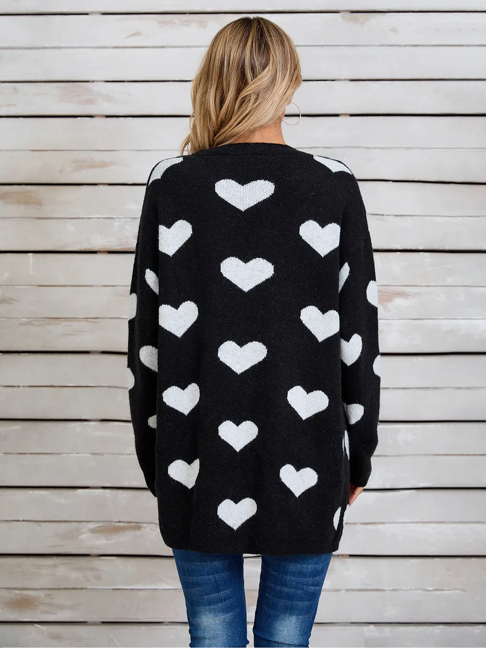 Heart Open Front Long Sleeve Cardigan, image 13