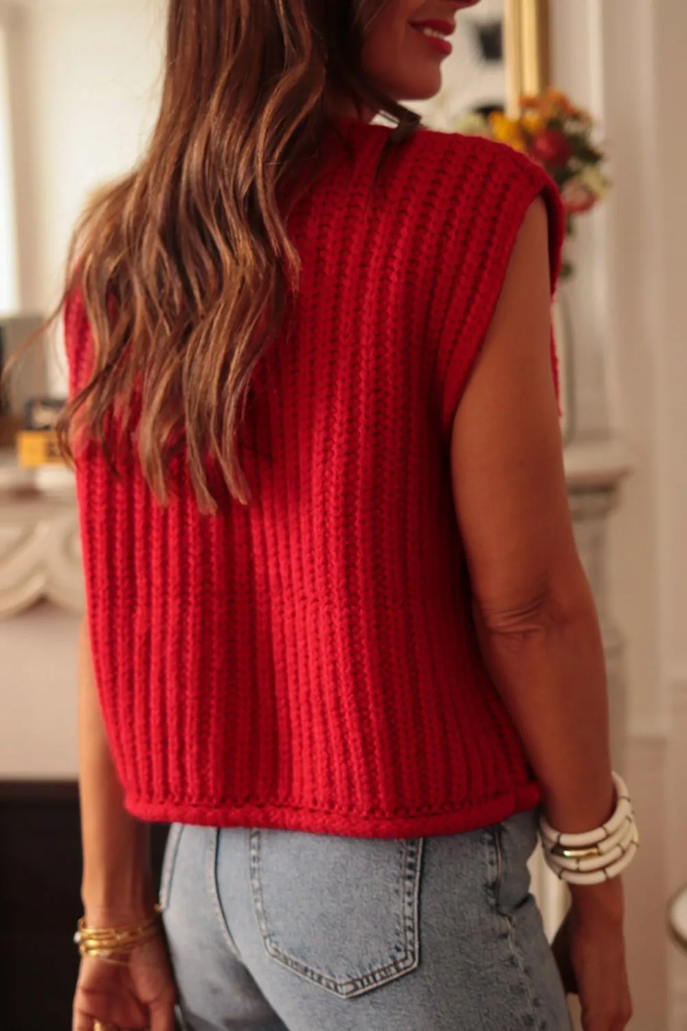Button Down Sweater Vest with Pockets, image 5