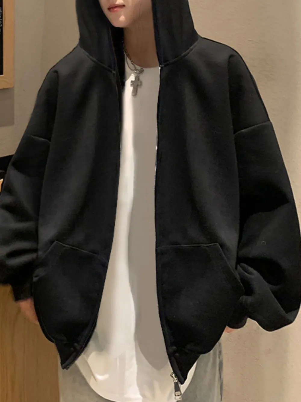 Men's Plus Size Zip Up Oversized Hoodie, image 2