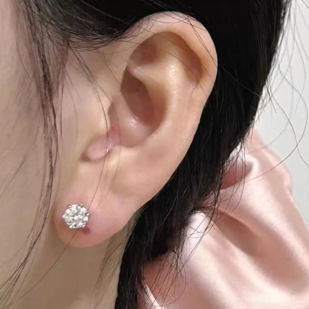 2 Carat 925 Sterling Silver Moissanite Stud Earrings, image 2