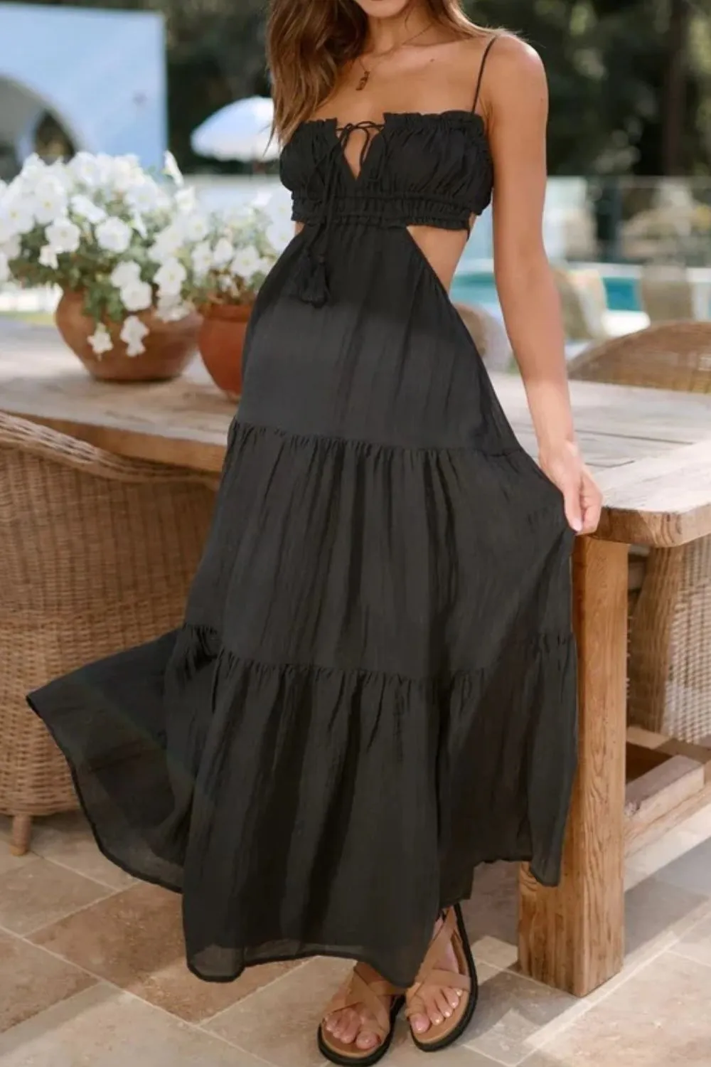 Cutout Square Neck Midi Cami Dress, image 9