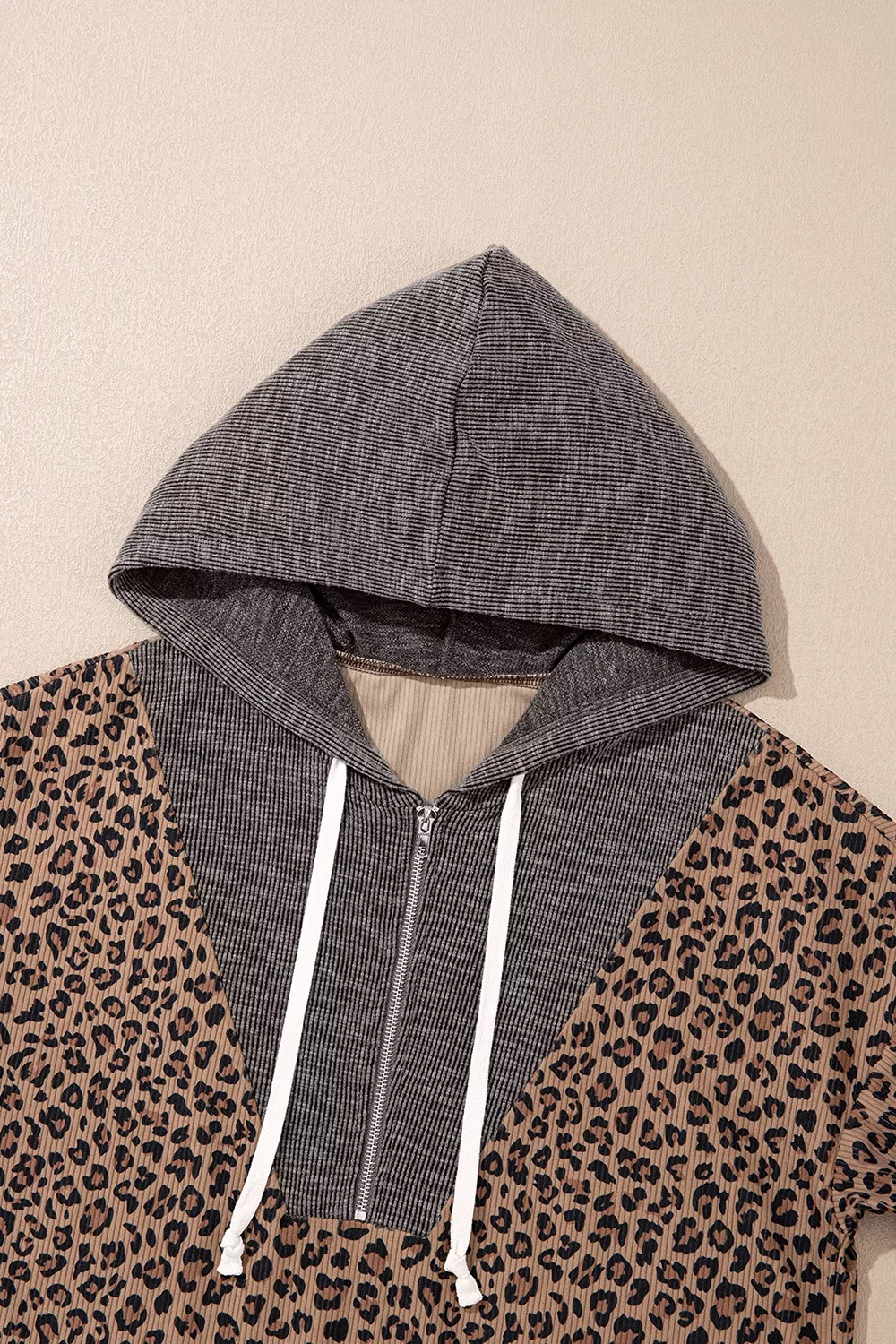 Leopard Print Quarter-Zip Hoodie, image 6