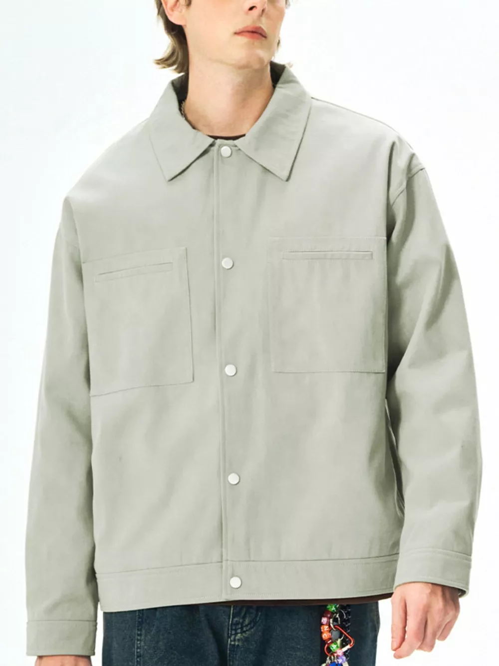 Men's Plus Size Casual Snap Down Jacket, image 4