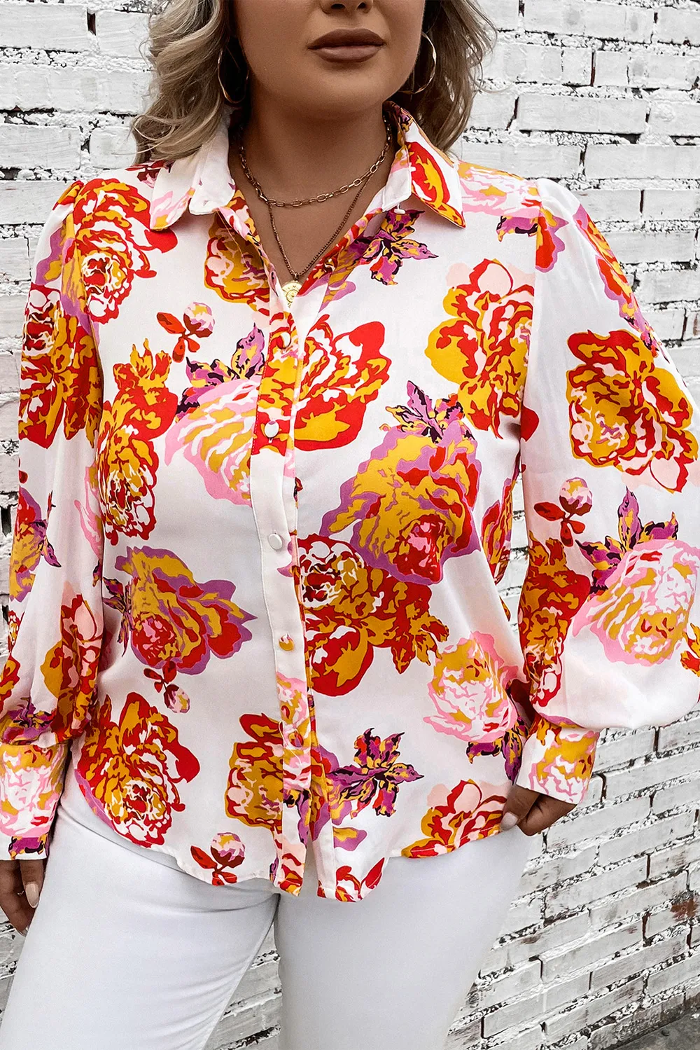 Plus Size Printed Long Sleeve Shirt, image 3