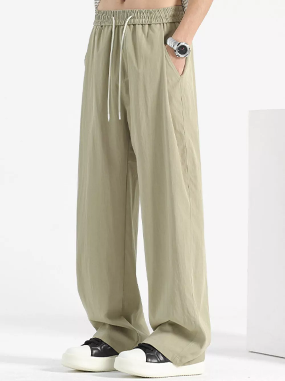 Men's Plus Size Loose Fit Drawstring Casual Pants, image 2