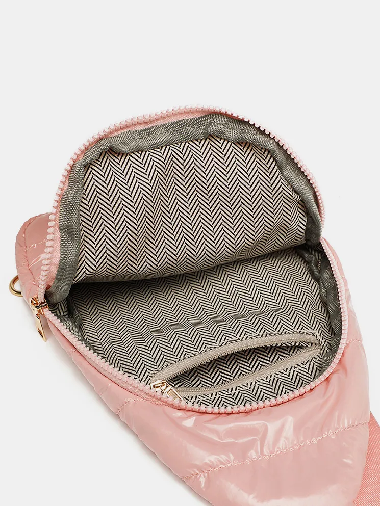 Quilted Adjustable Strap Puffy Sling Bag, image 3