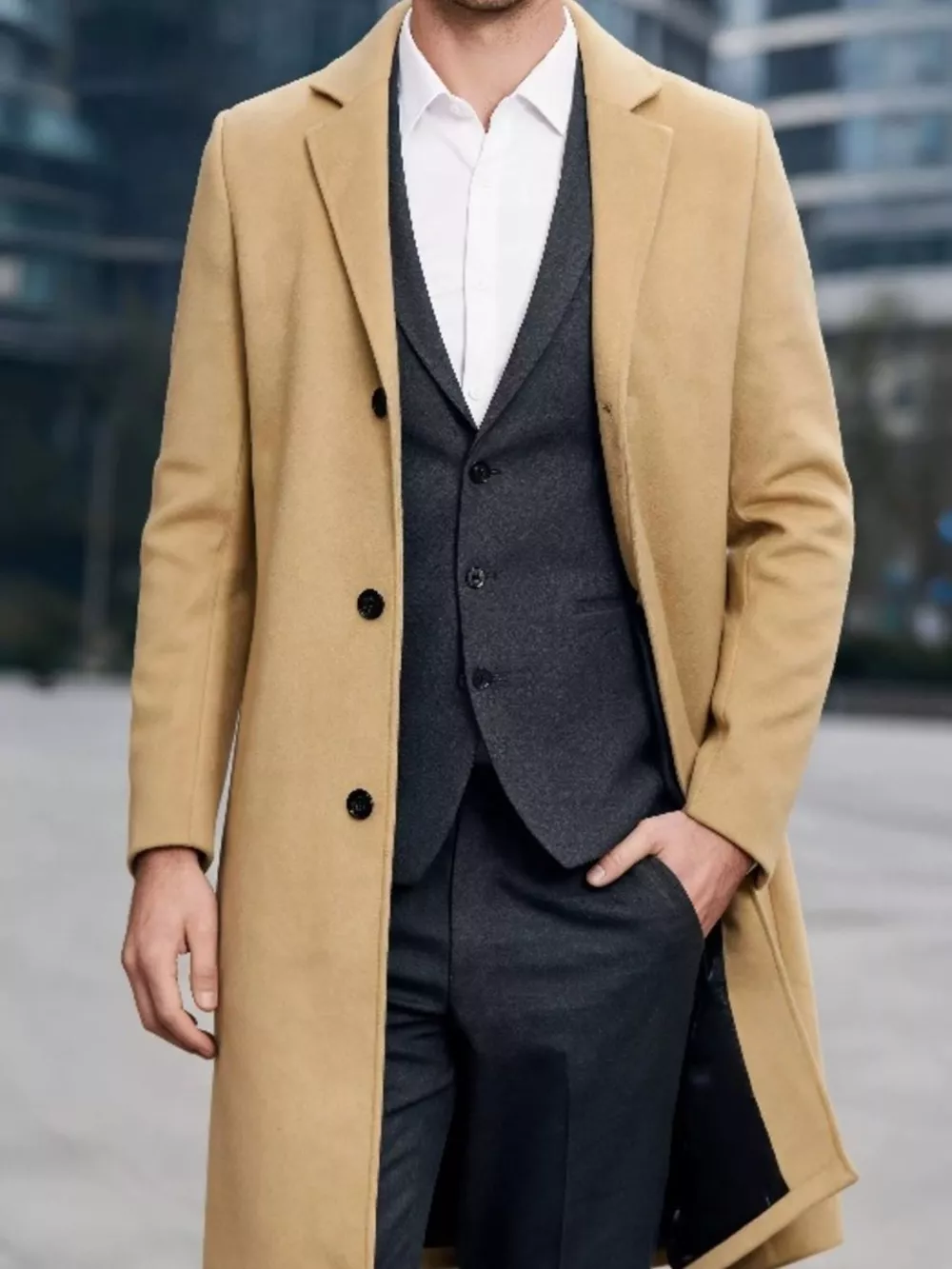 Men's Plus Size Slim-Fit Lapel Collar Overcoat, image 9