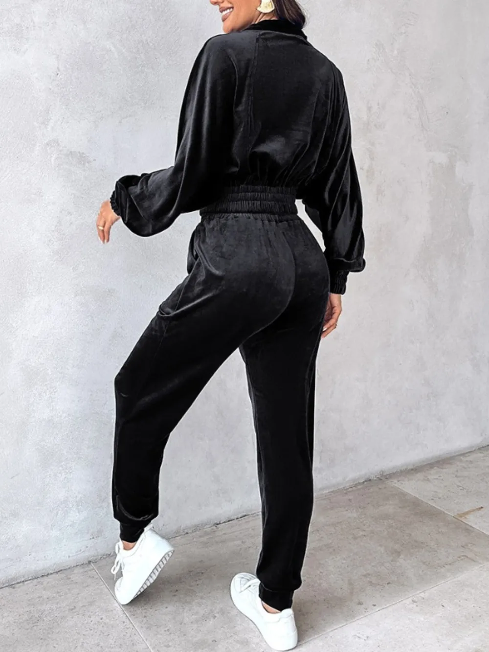 Zip Up Long Sleeve Cropped Top and Joggers Set, image 21
