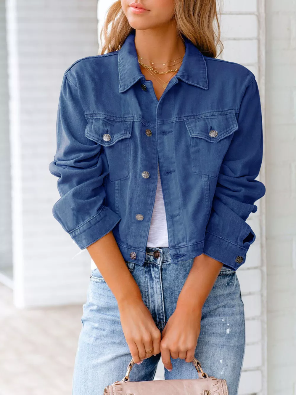 Button Up Long Sleeve Denim Jacket, image 8
