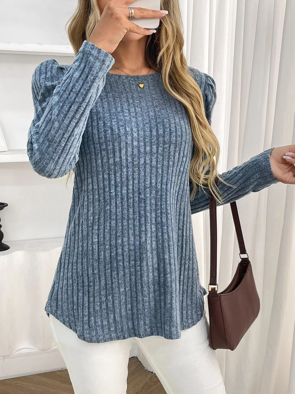 Round Neck Puff Sleeve T-Shirt, image 8