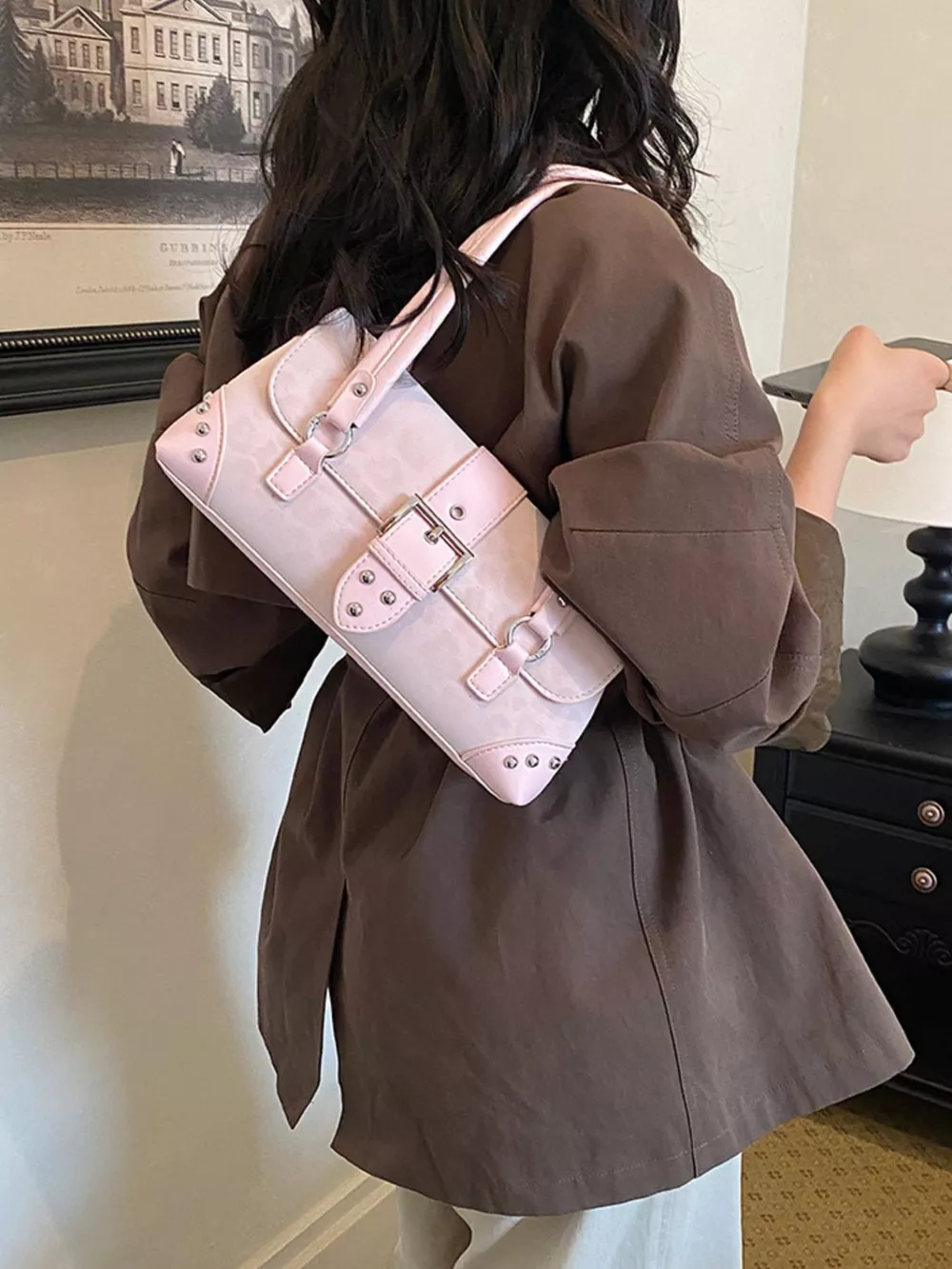 Leopard Buckle Detail Shoulder Bag, image 17