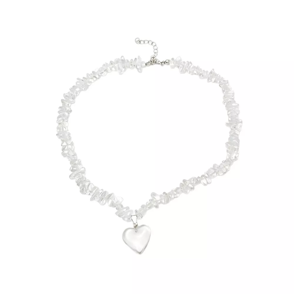 Clear Crystal Heart Pendant Necklace, image 7