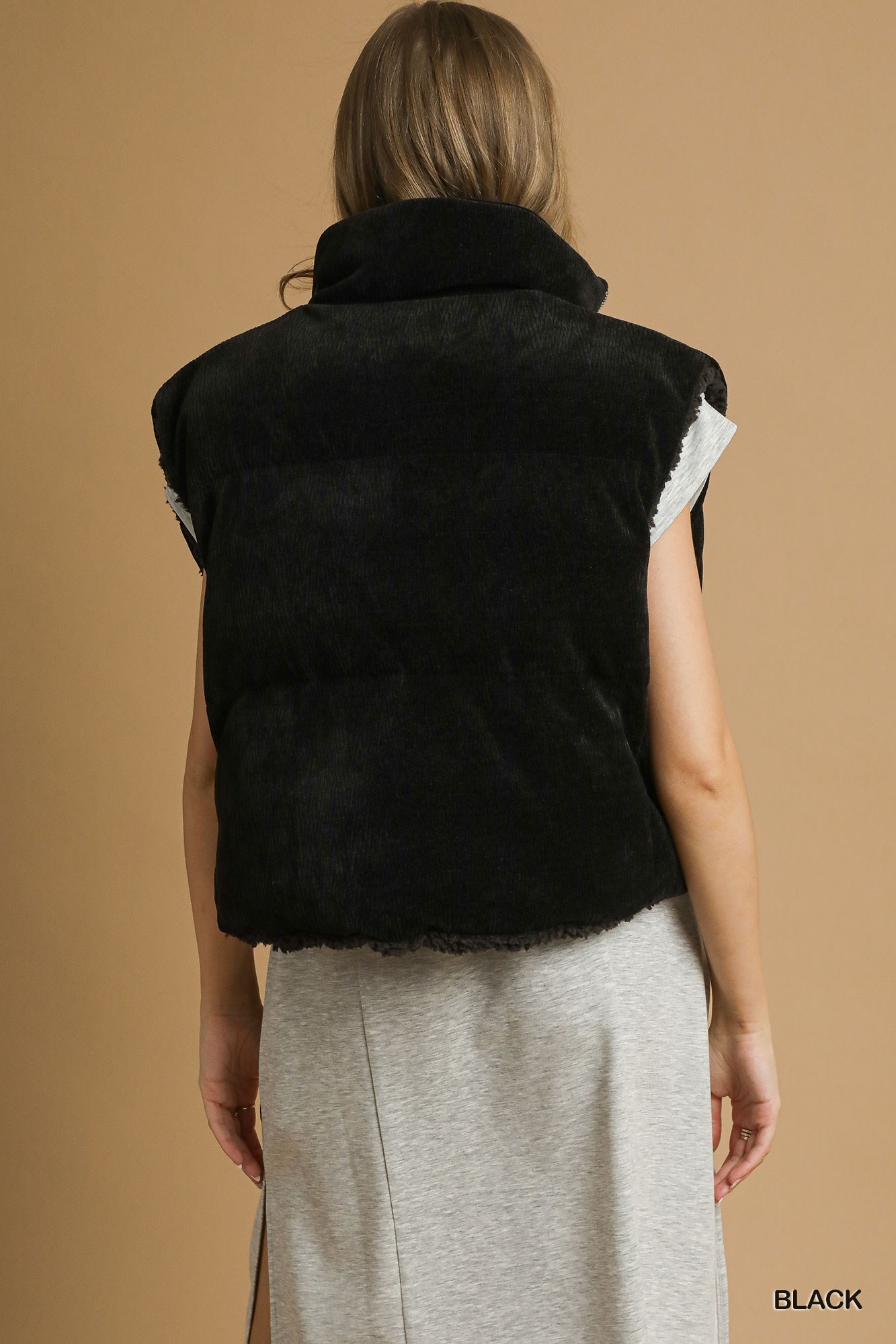 Sherpa-Lined Zip Vest with Drawstring Hem, image 3