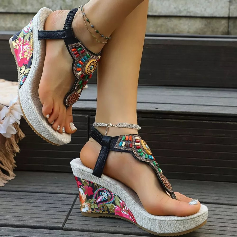 Toe Post Wedge Sandals, image 4