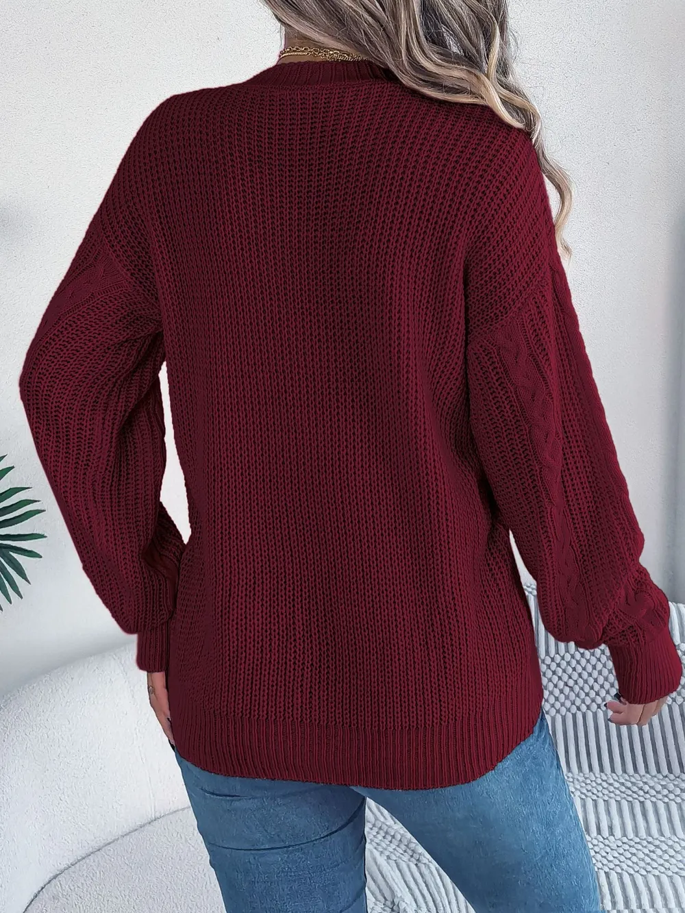 Cable-Knit Long Sleeve Cardigan, image 8