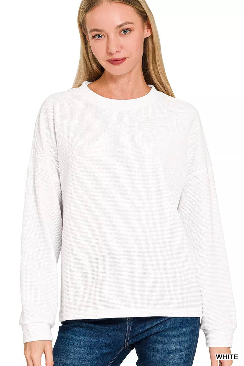 Double Knit Round Neck Long Sleeve Top