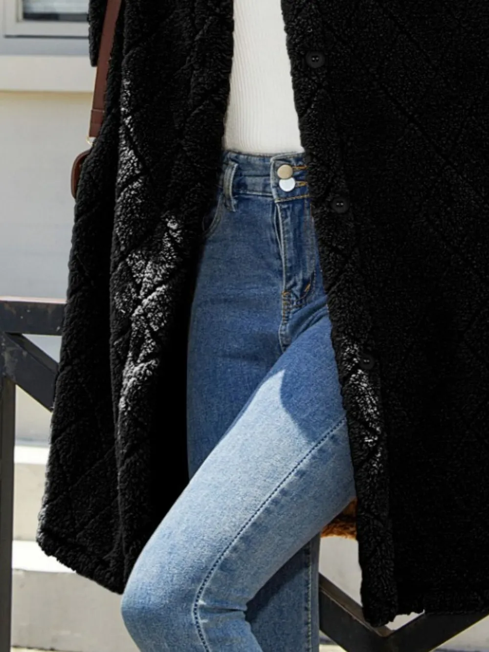 Texture Button Up Dropped Shoulder Coat, image 17