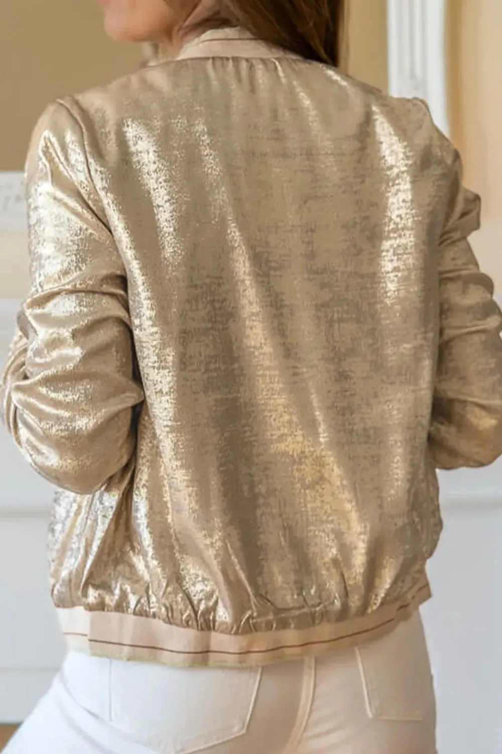 Baseball Collar Zip Up Long Sleeve Jacket, image 2