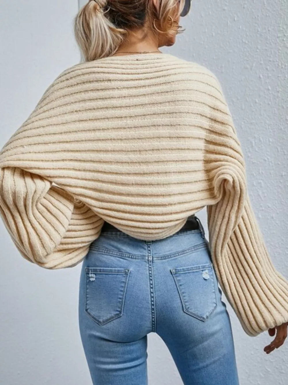 Cropped Ribbed Knit Cardigan, image 5